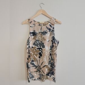 rag & bone 100% Silk Floral Sleeveless Top - Black and Tan